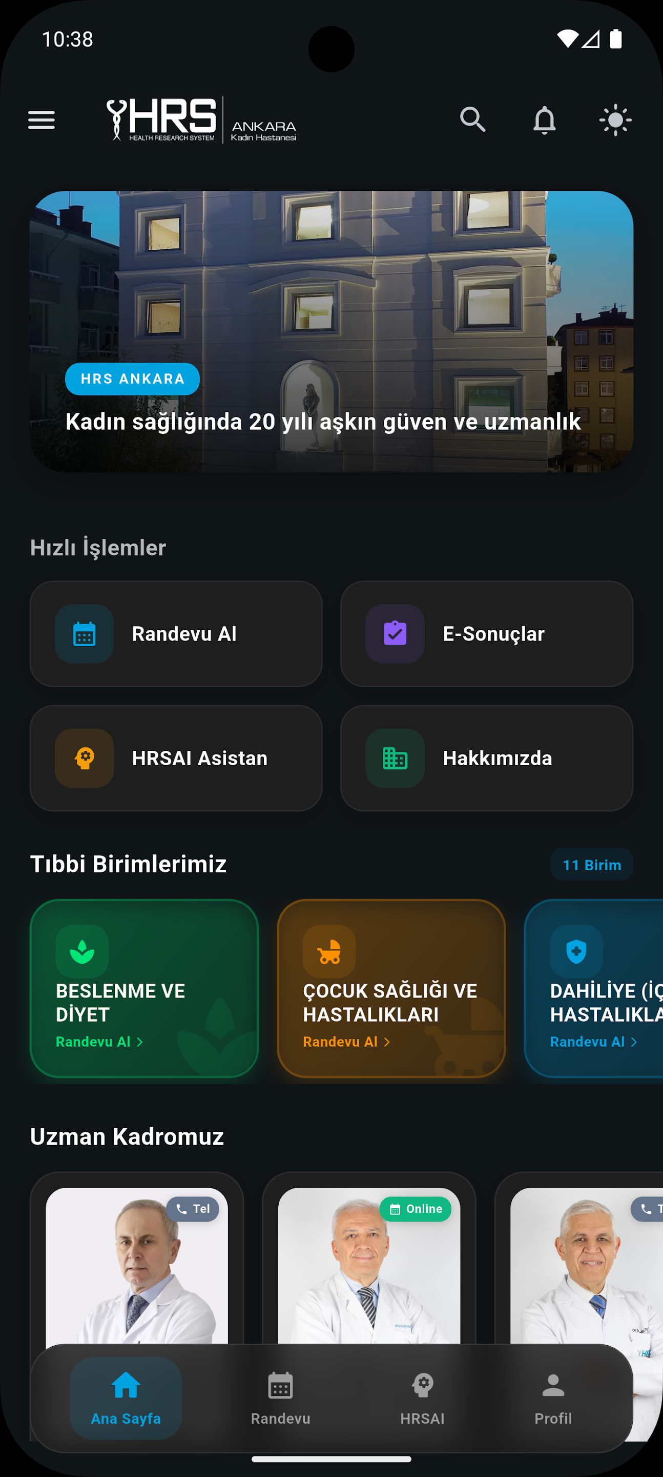 HRS Uygulama Arayüzü
